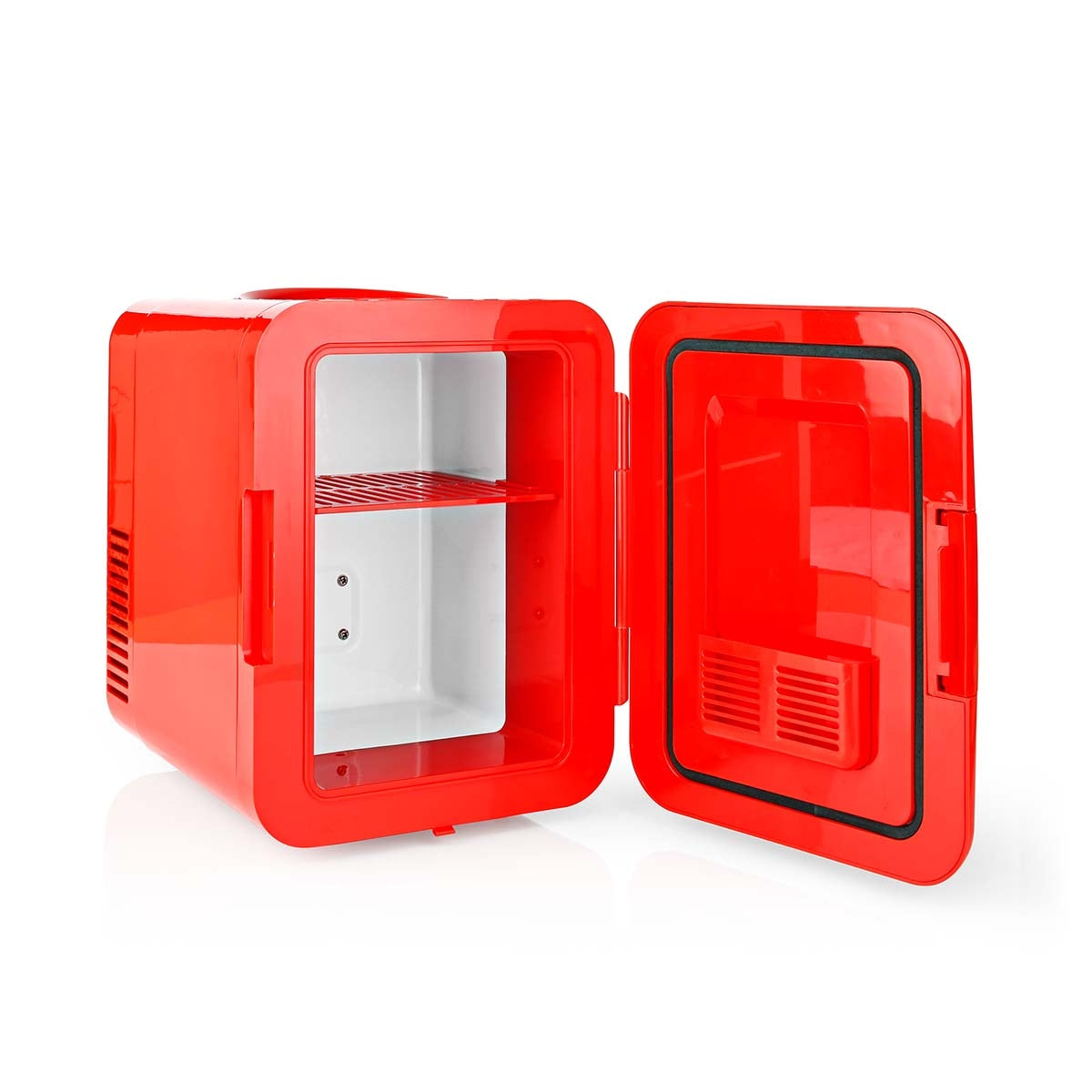 Portable Mini Fridge, 4L/6 Can Capacity, Dual Power, Red