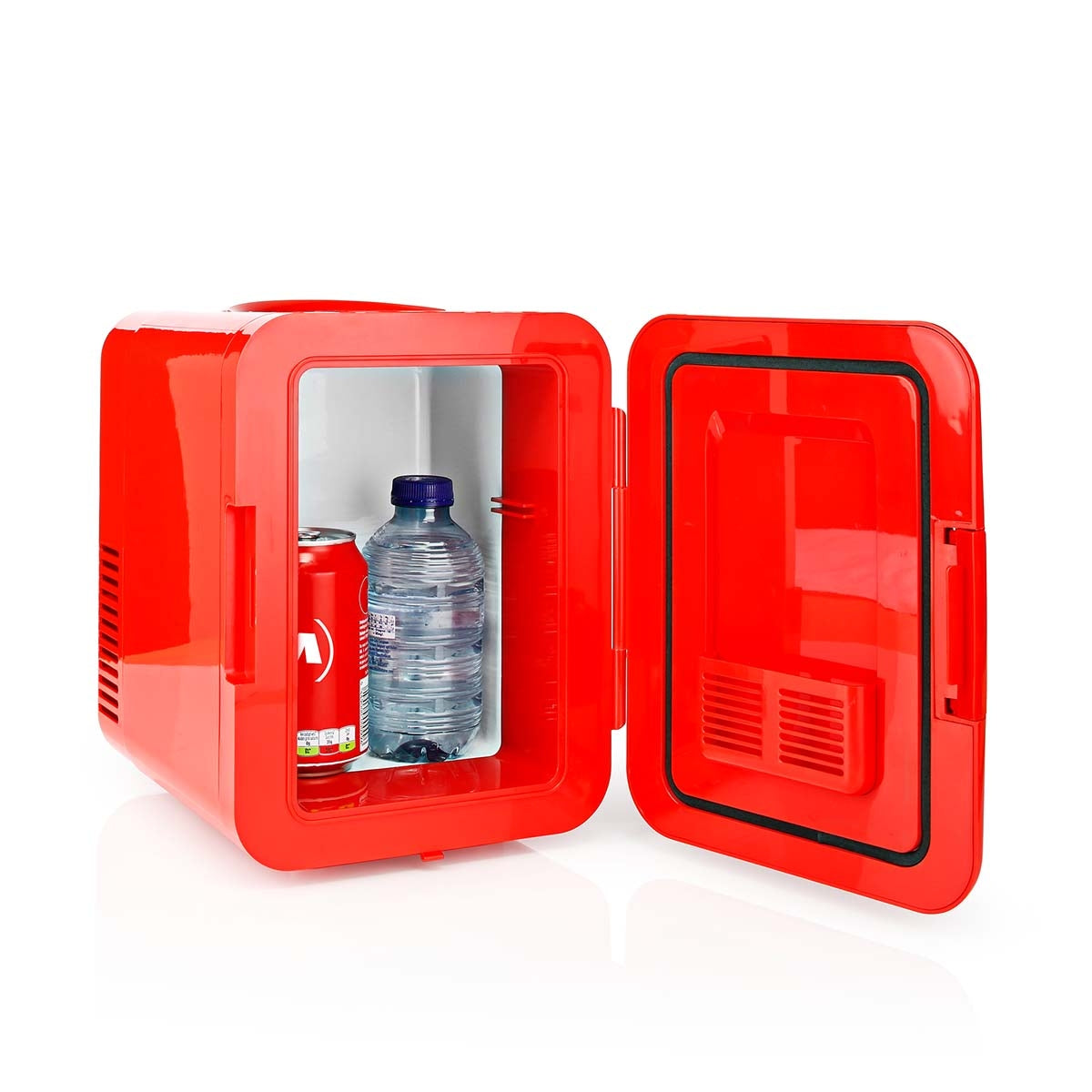 Portable Mini Fridge, 4L/6 Can Capacity, Dual Power, Red