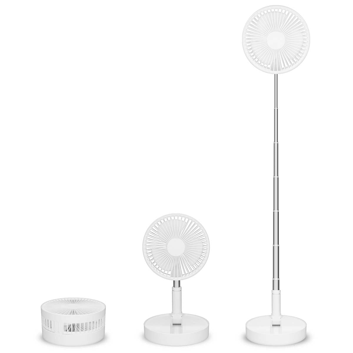 Portable Rechargeable Fan, 20cm, 4 Modes, White