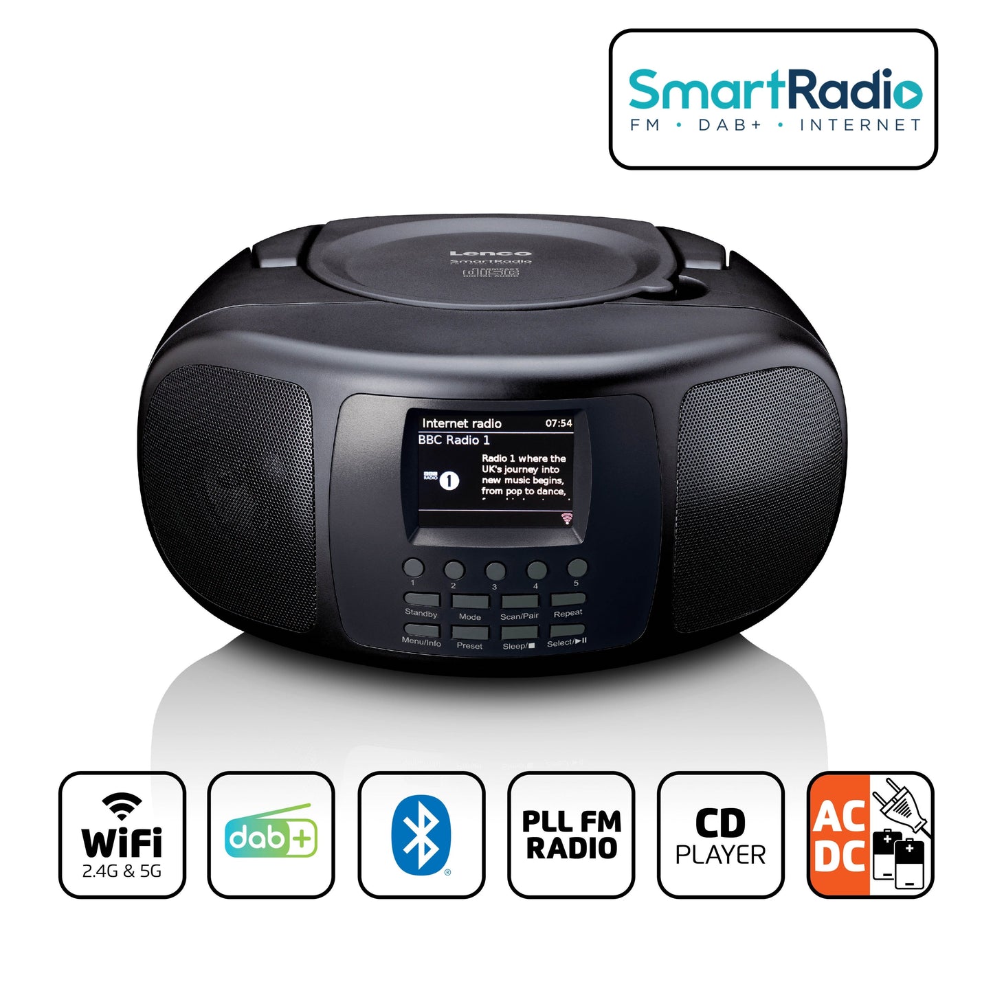 Portable SmartRadio with DAB+/FM, Bluetooth, CD Player