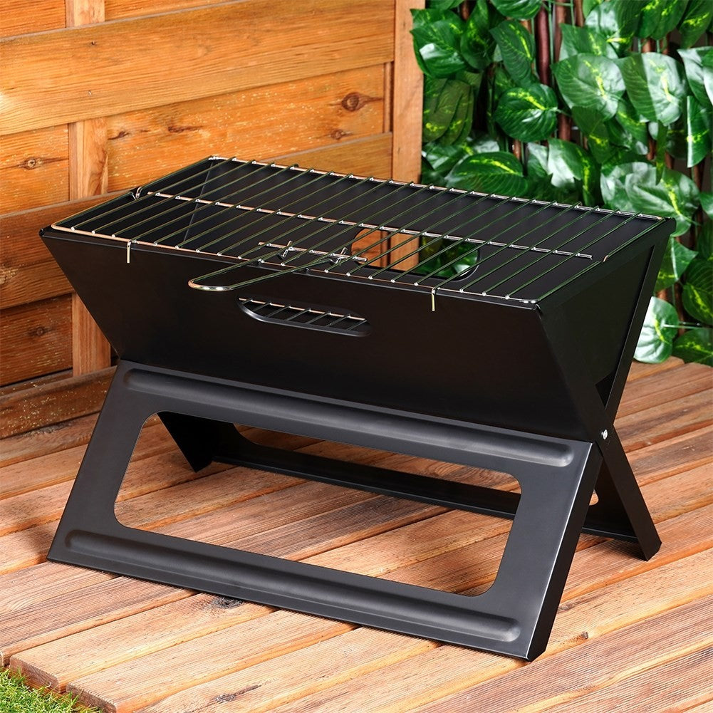 Portable charcoal grill: foldable to 3.5 cm with handle