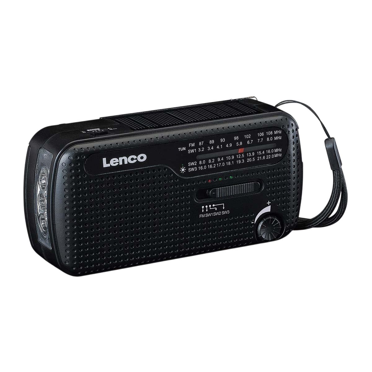 Portable wind-up emergency radio flashlight and power bank in one Black