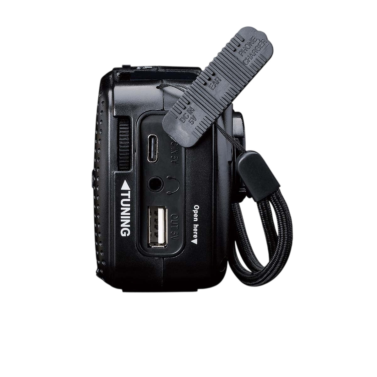 Portable wind-up emergency radio flashlight and power bank in one Black