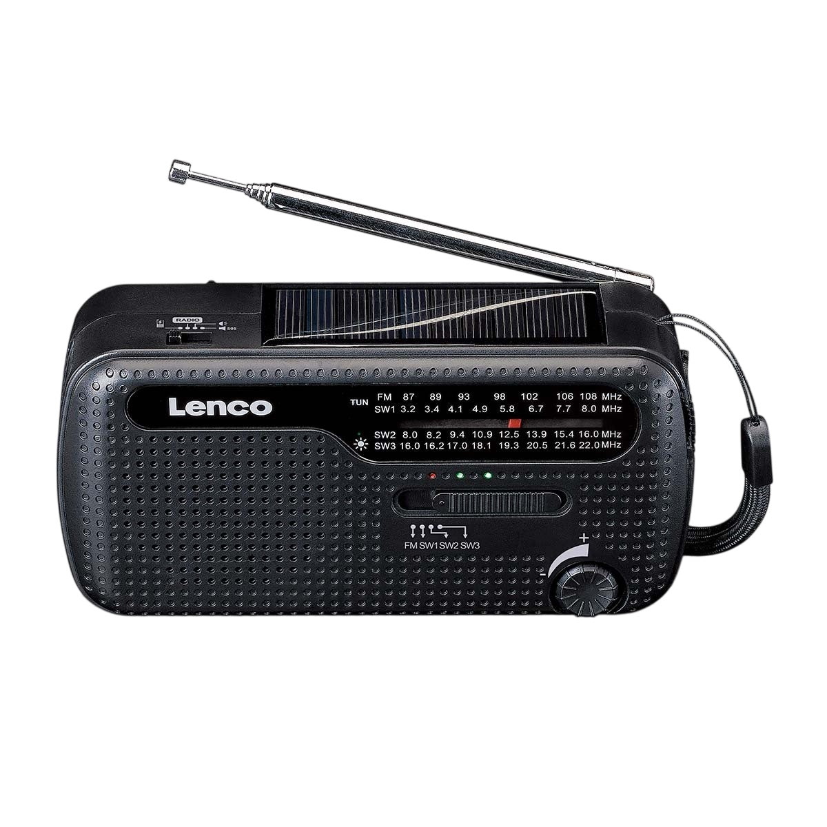 Portable wind-up emergency radio flashlight and power bank in one Black