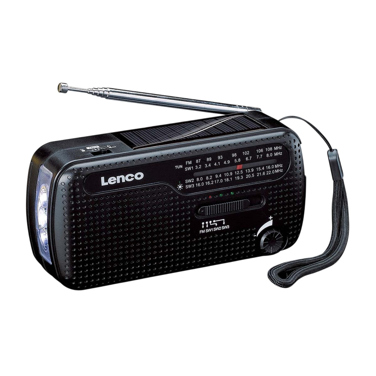 Portable wind-up emergency radio flashlight and power bank in one Black