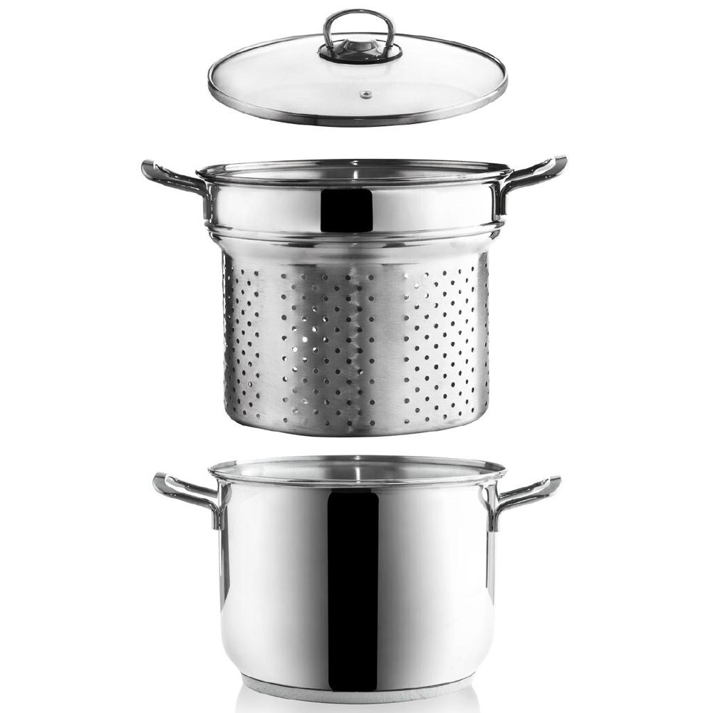 Pot 6L stainless steel with steam valve and cooking insert
