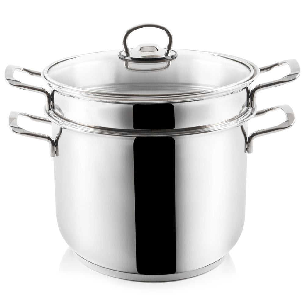 Pot 6L stainless steel with steam valve and cooking insert