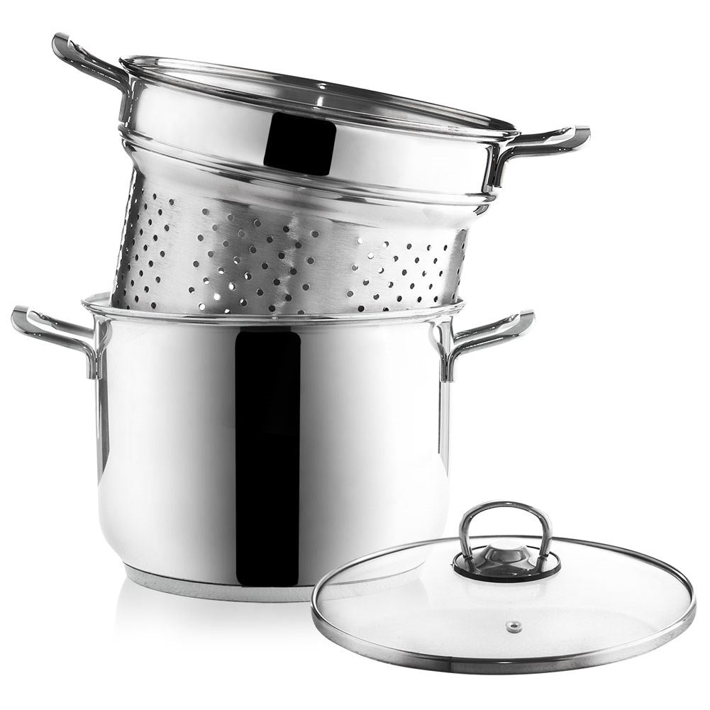 Pot 6L stainless steel with steam valve and cooking insert