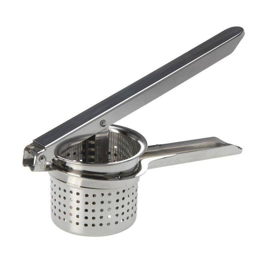 Potato masher in stainless steel and wood for puree and fruit