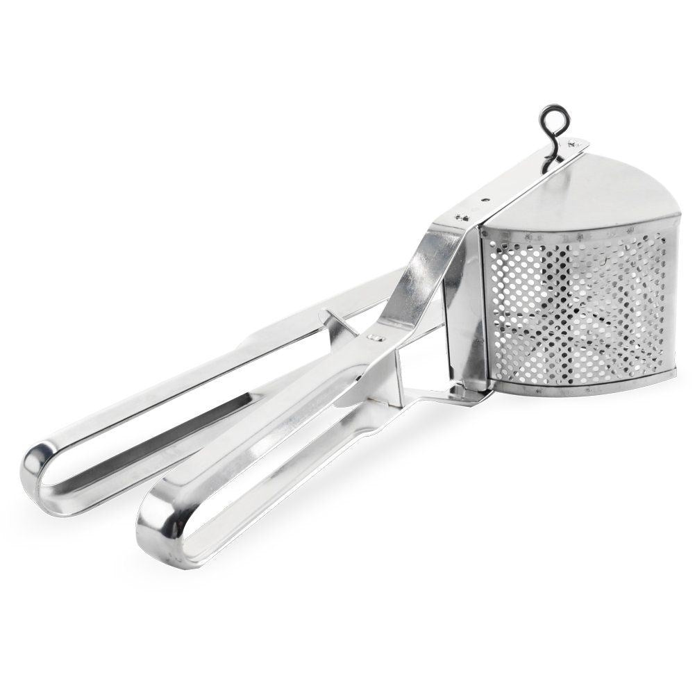 Potato press in stainless steel for perfect mashed potatoes.