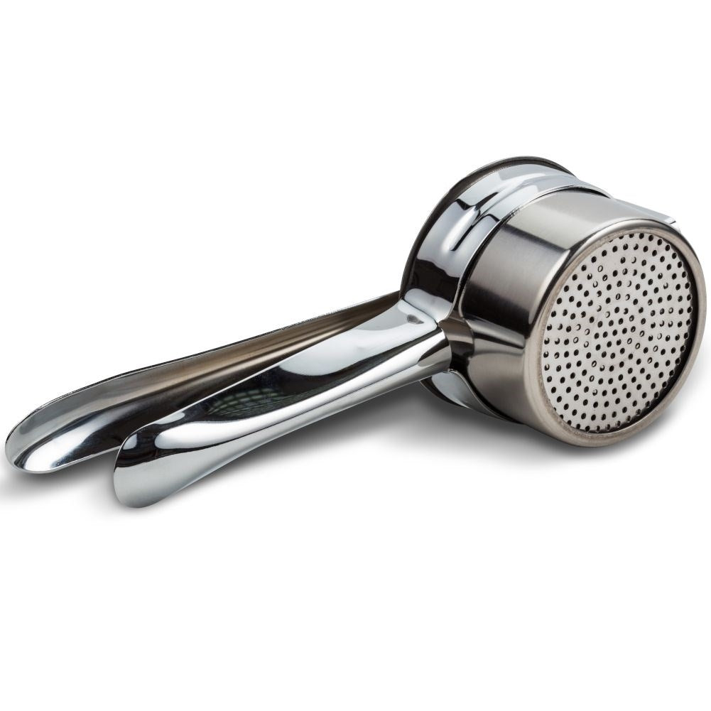 Potato press in stainless steel with two replaceable inserts