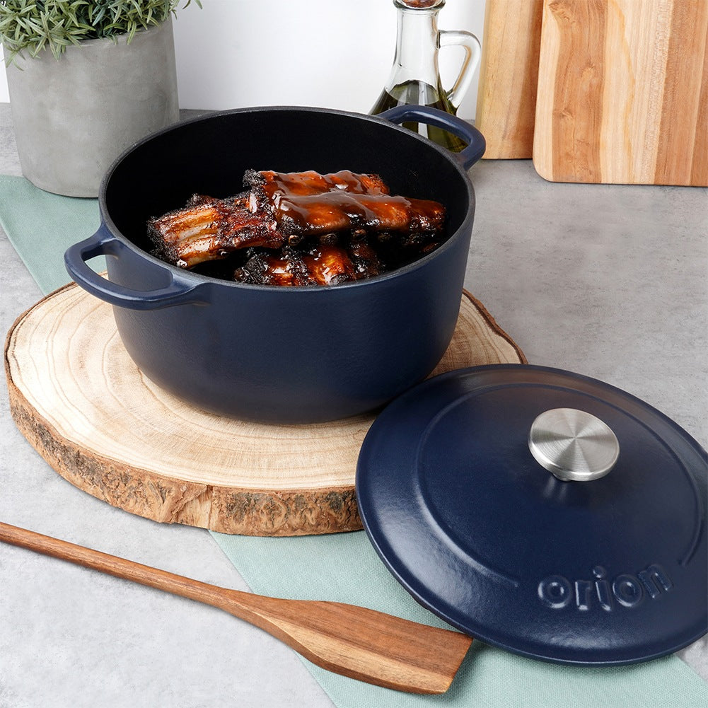 Pot with lid, cast iron, enameled, LITINA, 22 cm, 3.3 l