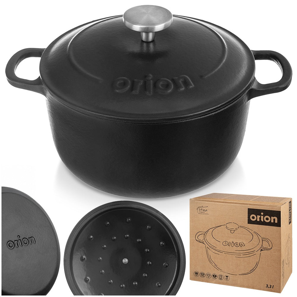 Pot with lid, cast iron, enameled, LITINA, 22 cm, 3.3 l