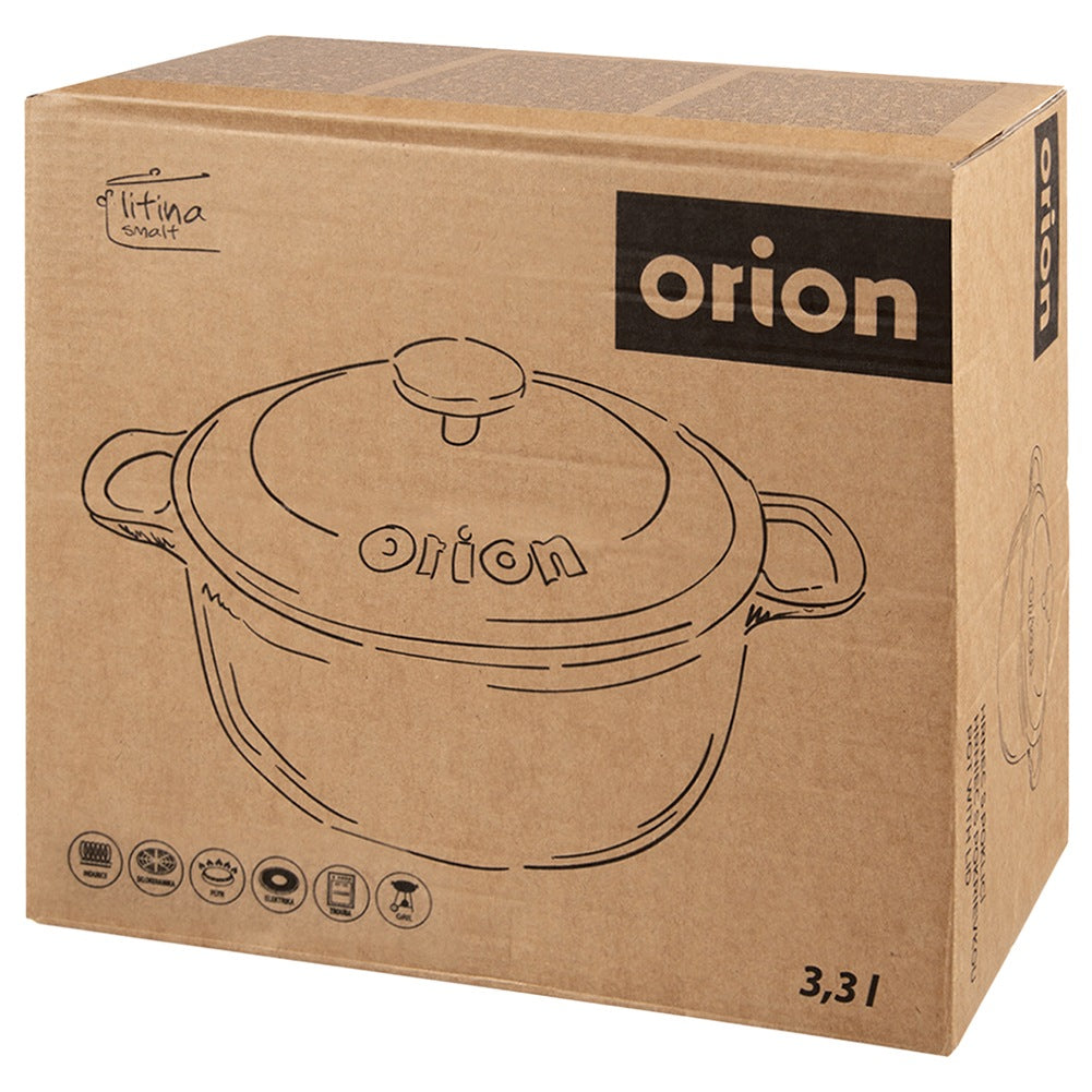 Pot with lid, cast iron, enameled, LITINA, 22 cm, 3.3 l