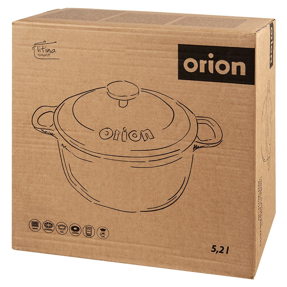 Pot with lid, cast iron, enameled, LITINA, 26 cm, 5.2 l