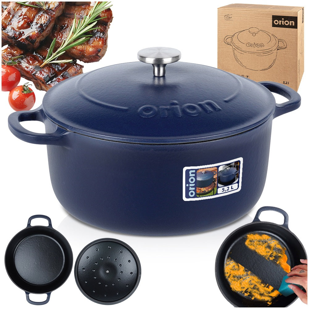 Pot with lid, cast iron, enameled, LITINA, 26 cm, 5.2 l
