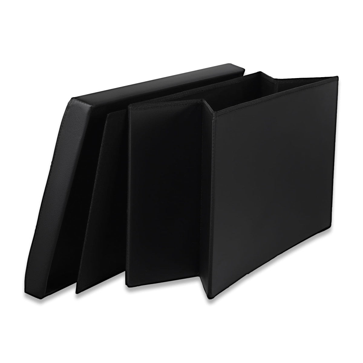 Pouf with Storage – Quilted Black 80x40 cm Seat Chest