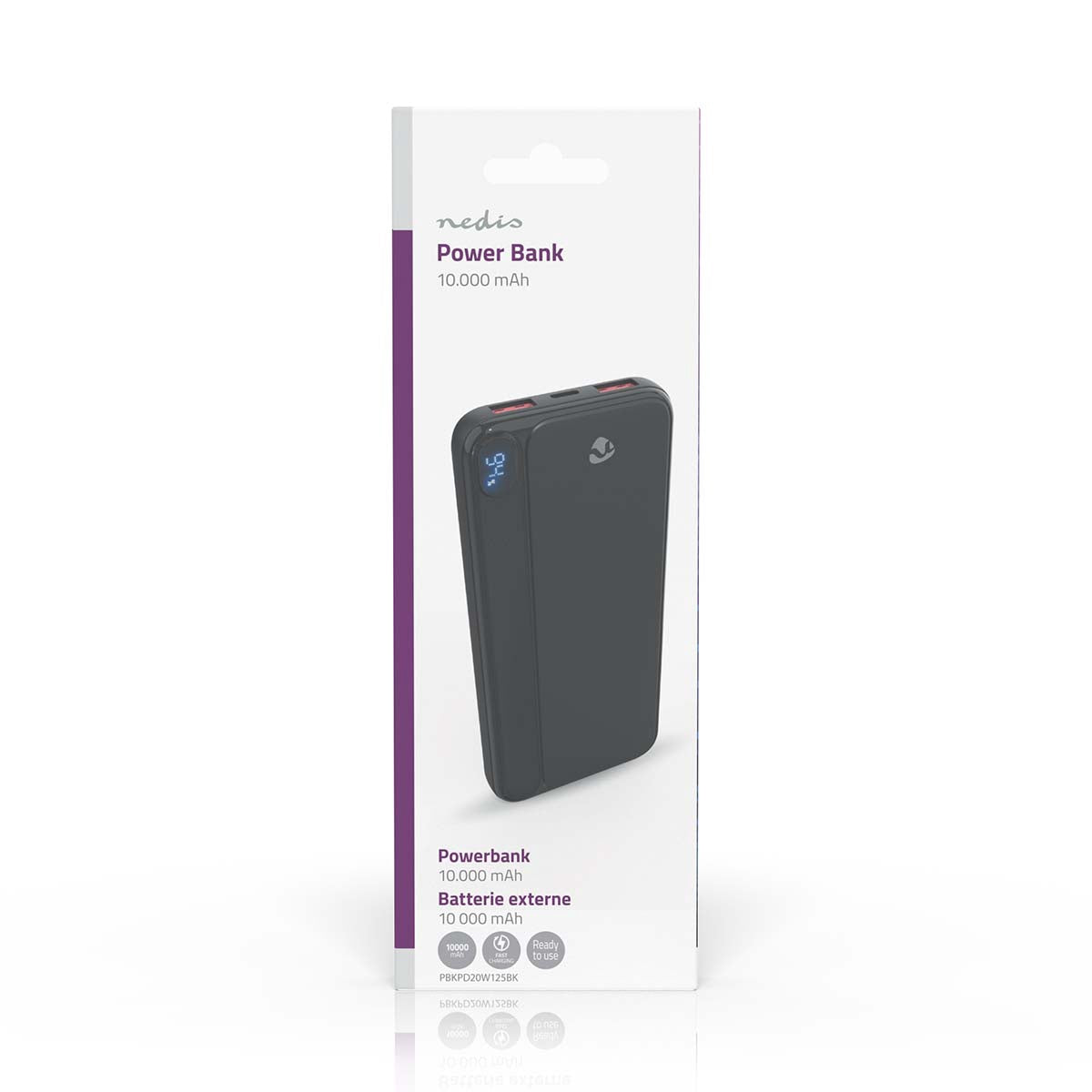 Power Bank 10000mAh, 3 Outputs, USB-C/USB-A, Fast Charge