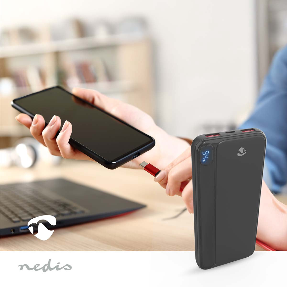 Power Bank 10000mAh, 3 Outputs, USB-C/USB-A, Fast Charge