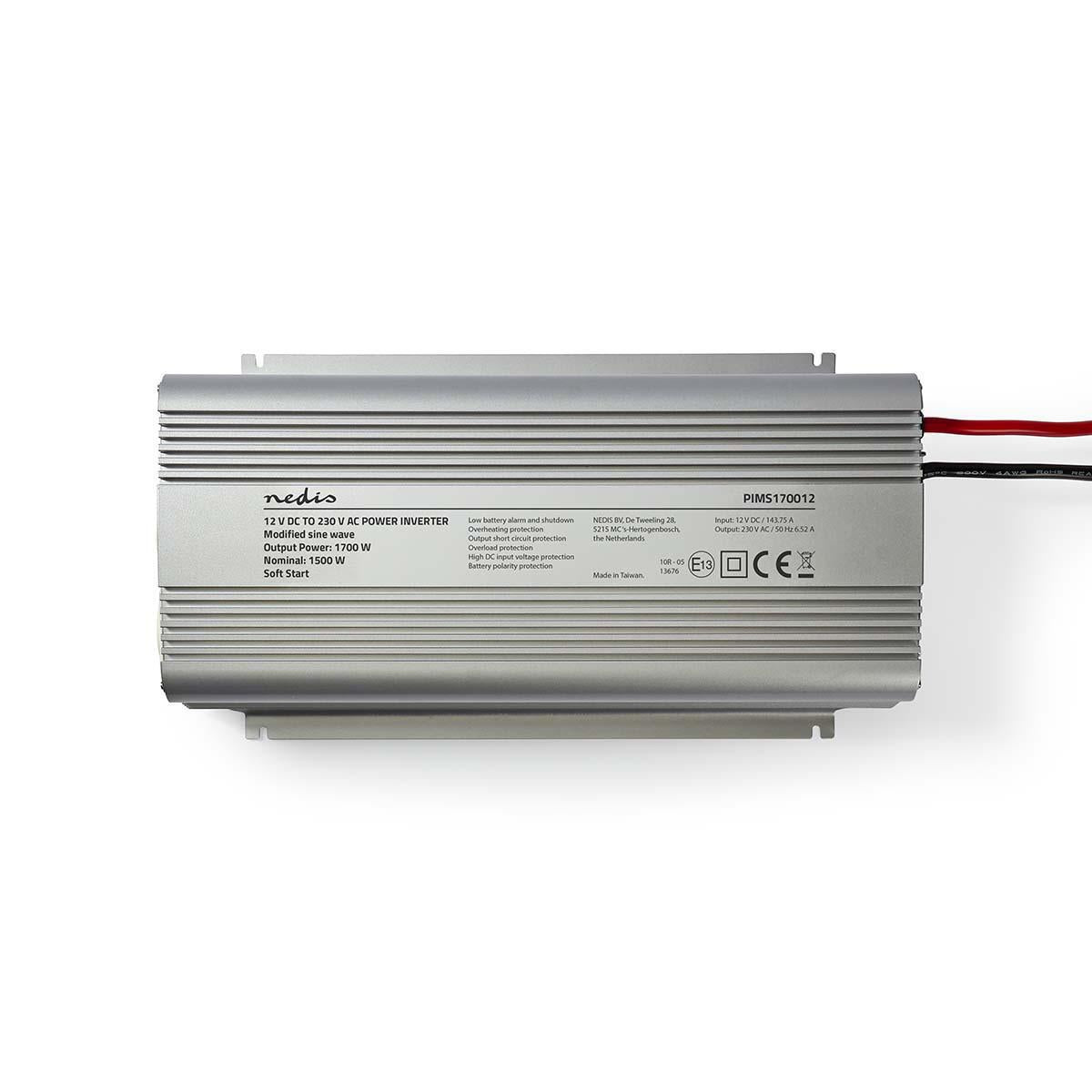 Power Inverter, 1700W, 12V DC to 230V AC, Type F Sockets