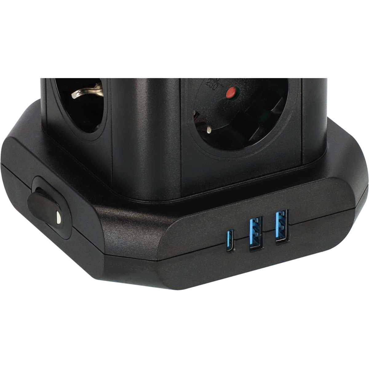 Power Strip Tower, 8 Outlets, 2 USB-A & 1 USB-C, 2m Cable