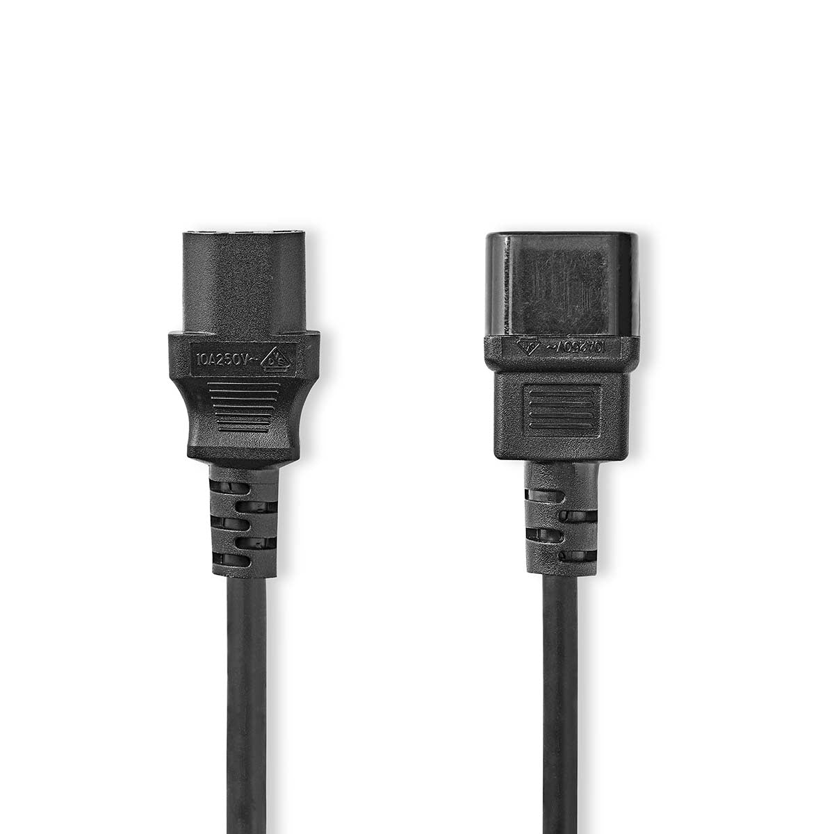 Power cable | IEC-320-C14 | IEC-320-C13 | Straight | Straight | Nickel Plated | 2.00 m | Round | PVC | Black | Label