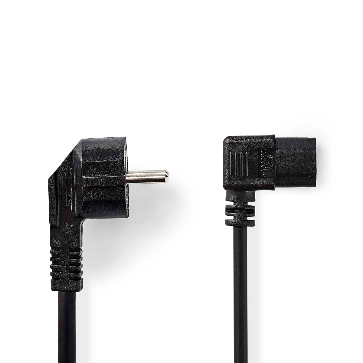 Power cable | Power connector Male | IEC-320-C13 | Angled | Angled | Nickel Plated | 3.00 m | Round | PVC | Black | Label