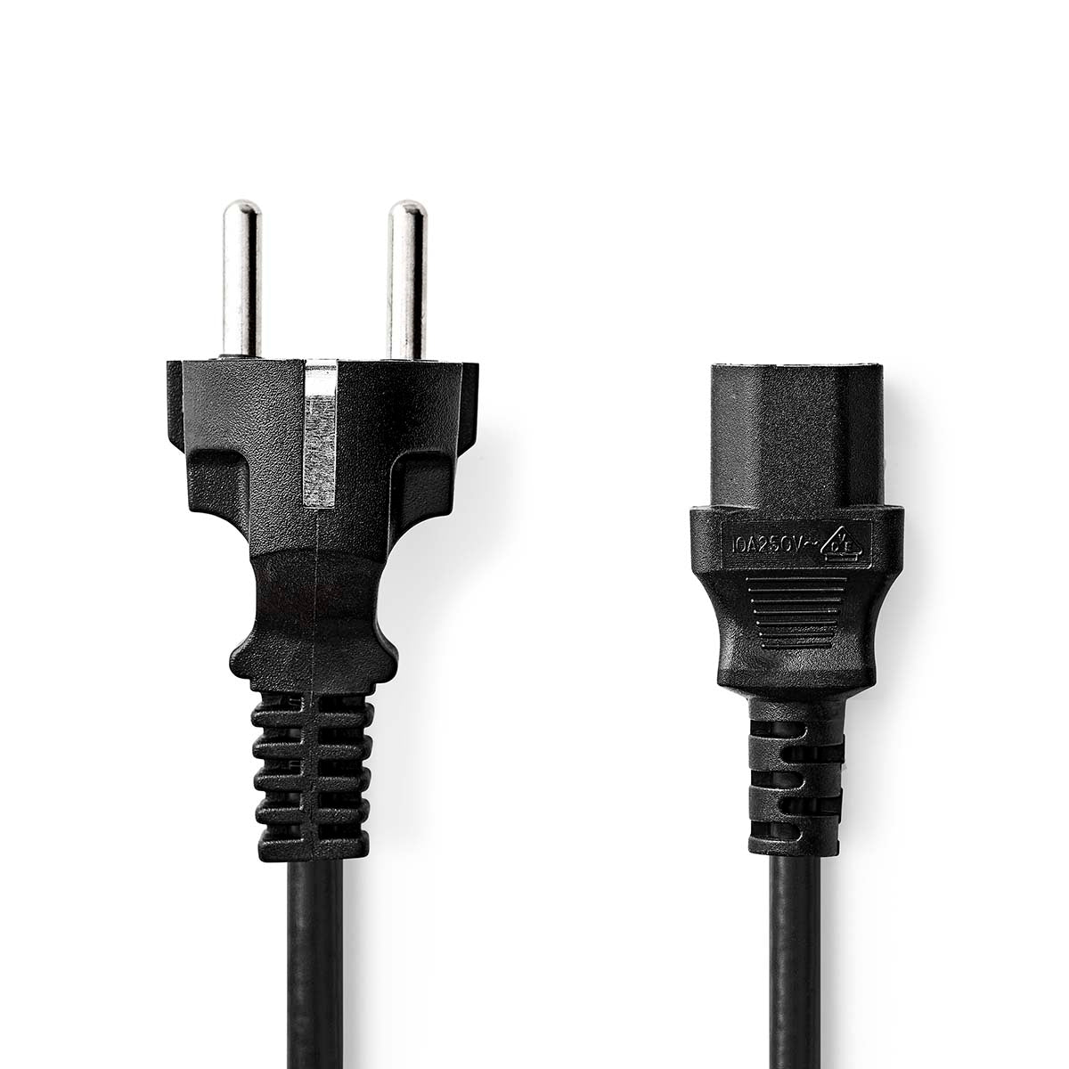 Power cable | Power connector Male | IEC-320-C13 | Straight | Straight | Nickel Plated | 5.00 m | Round | PVC | Black | Label