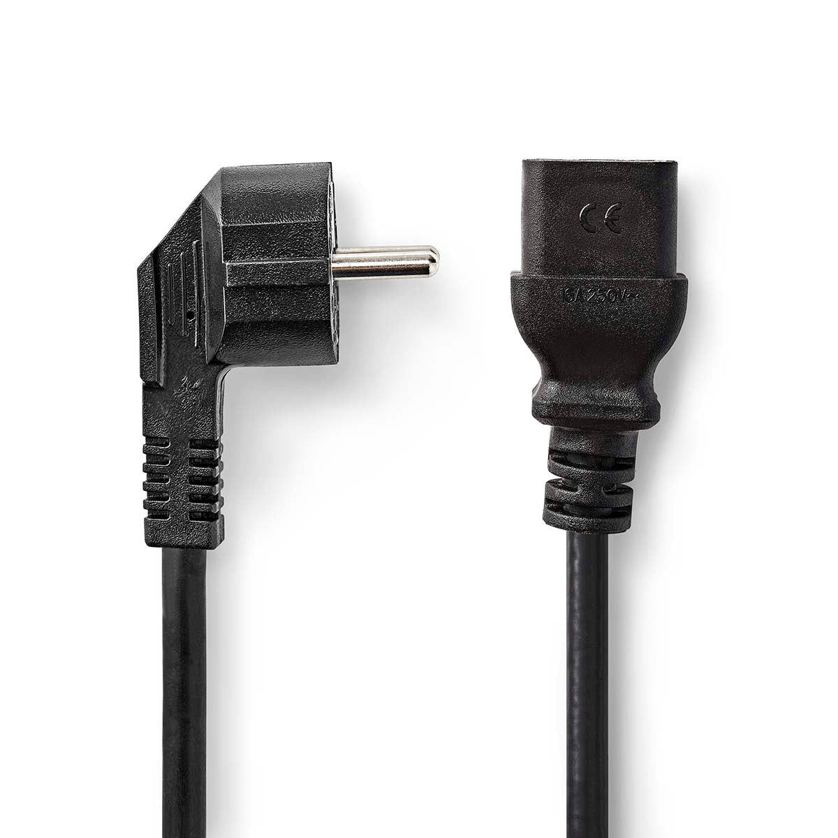 Power cable | Power connector Male | IEC-320-C19 | Angled | Straight | Nickel Plated | 2.00 m | Round | PVC | Black | Box