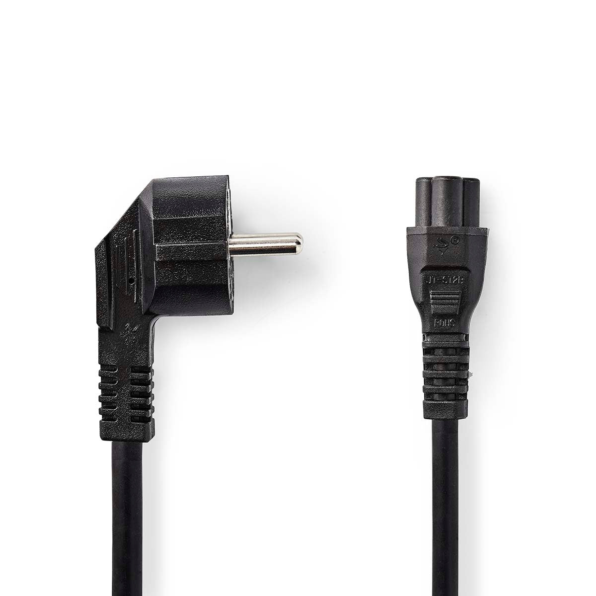 Power cable | Power connector Male | IEC-320-C5 | Angled | Straight | Nickel Plated | 3.00 m | Round | PVC | Black | Label