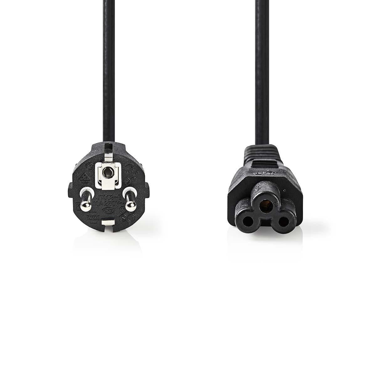 Power cable | Power connector Male | IEC-320-C5 | Straight | Straight | Nickel Plated | 3.00 m | Round | PVC | Black | Plastic bag