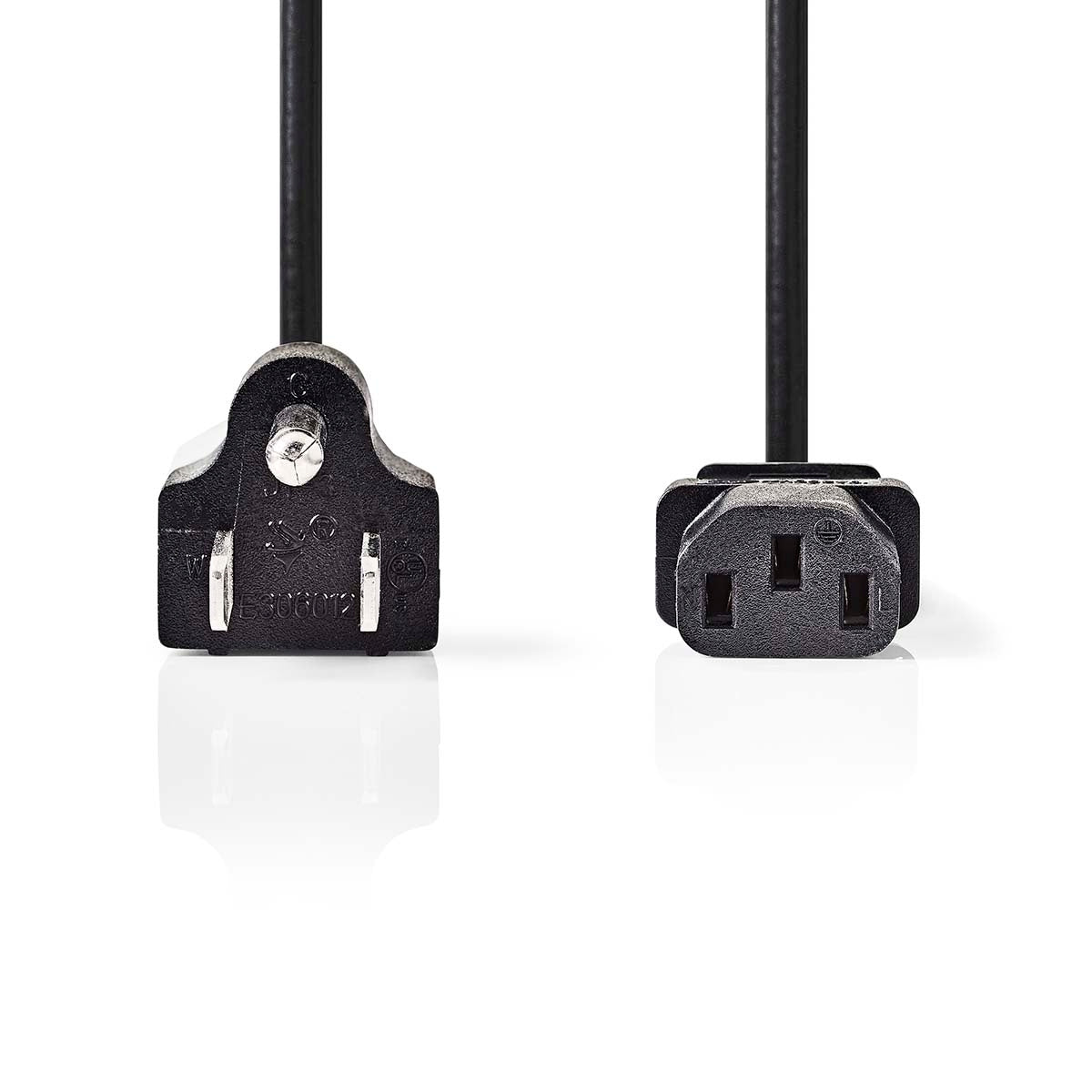 Power cable | USA Male | IEC-320-C13 | Straight | Straight | Nickel Plated | 2.00 m | Round | PVC | Black | Label