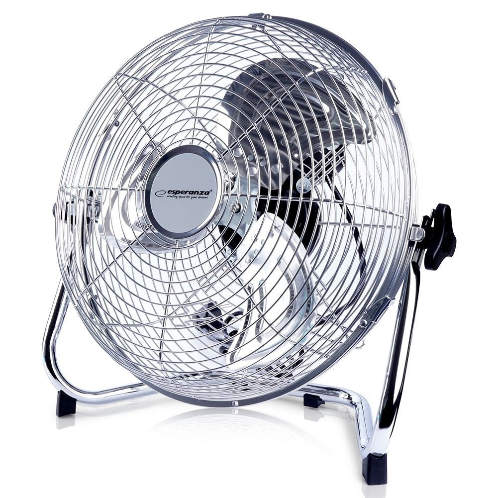 Powerful metal floor fan with 3 speeds, 110W cooling capacity