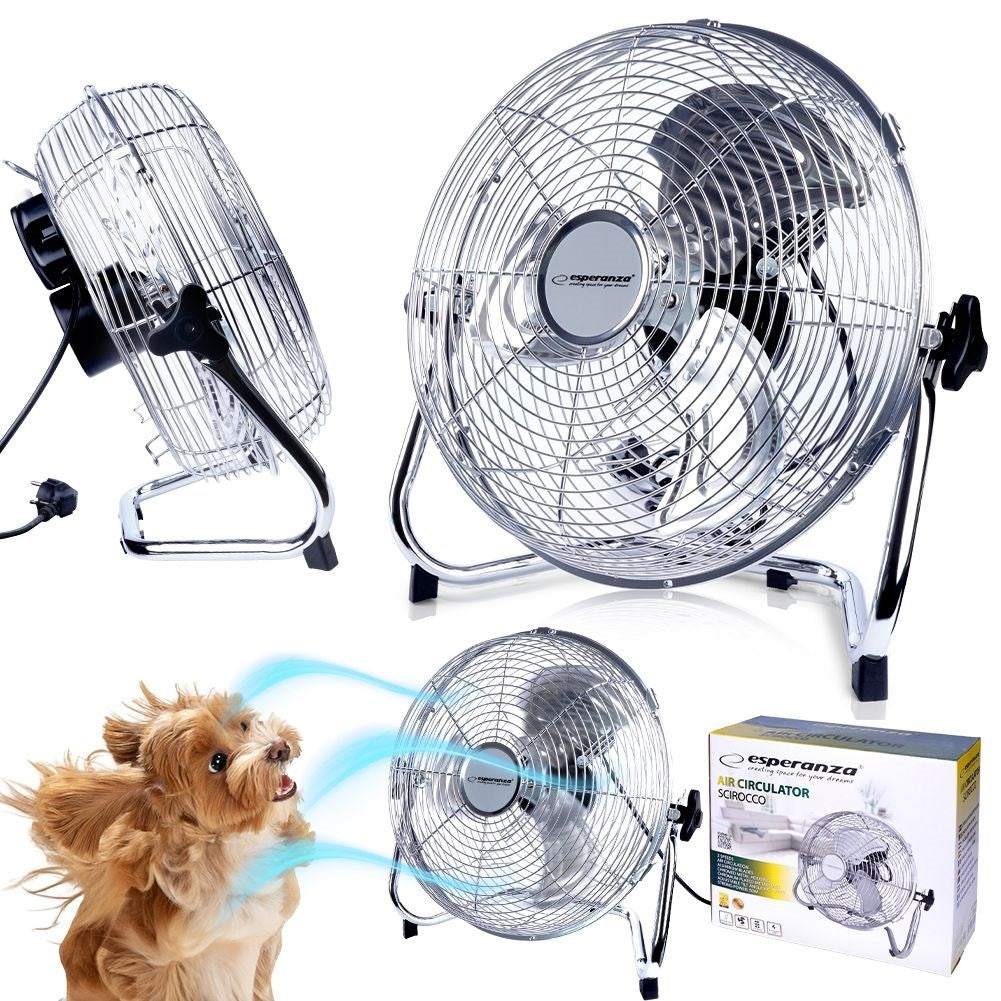 Powerful metal floor fan with 3 speeds, 110W cooling capacity