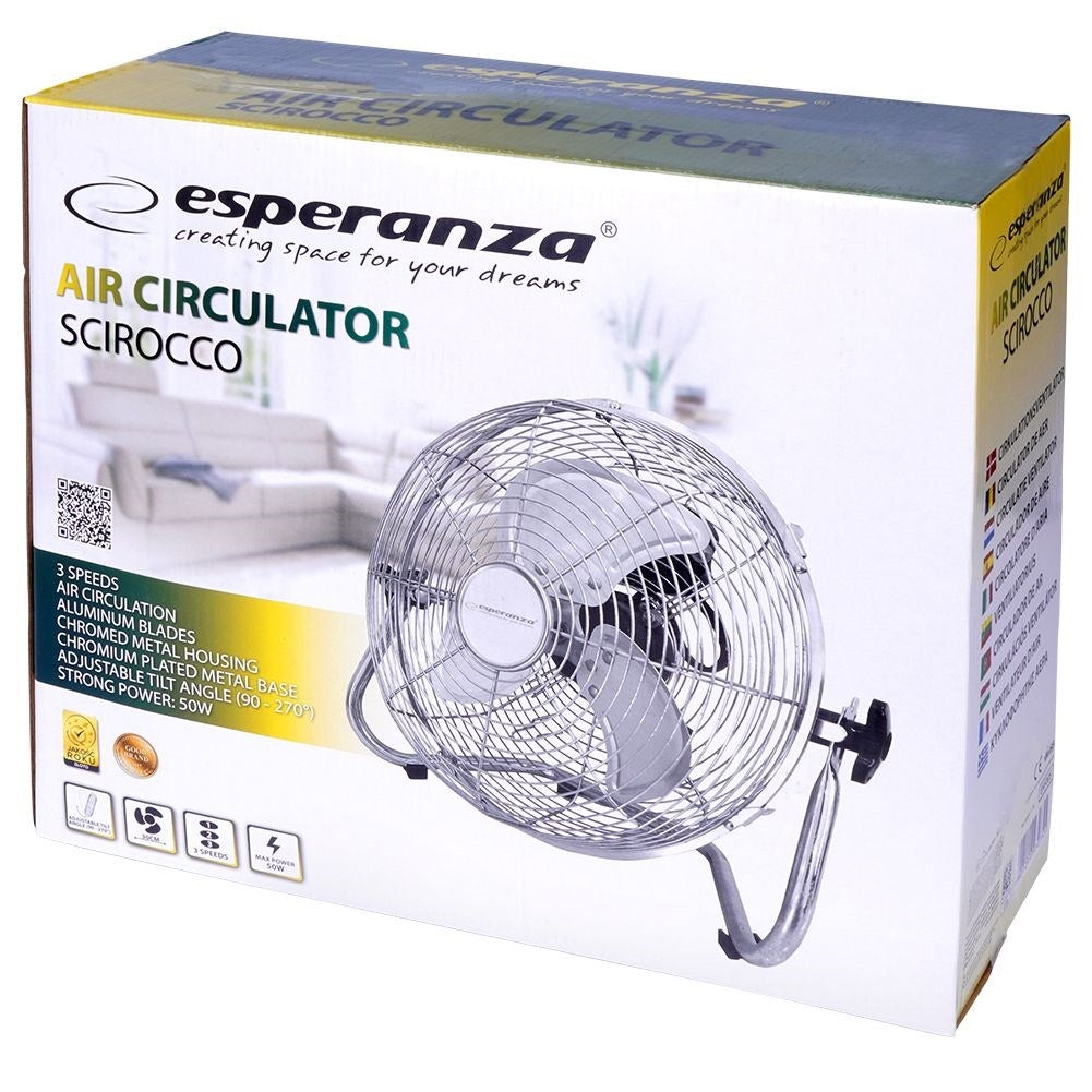 Powerful metal floor fan with 3 speeds, 110W cooling capacity