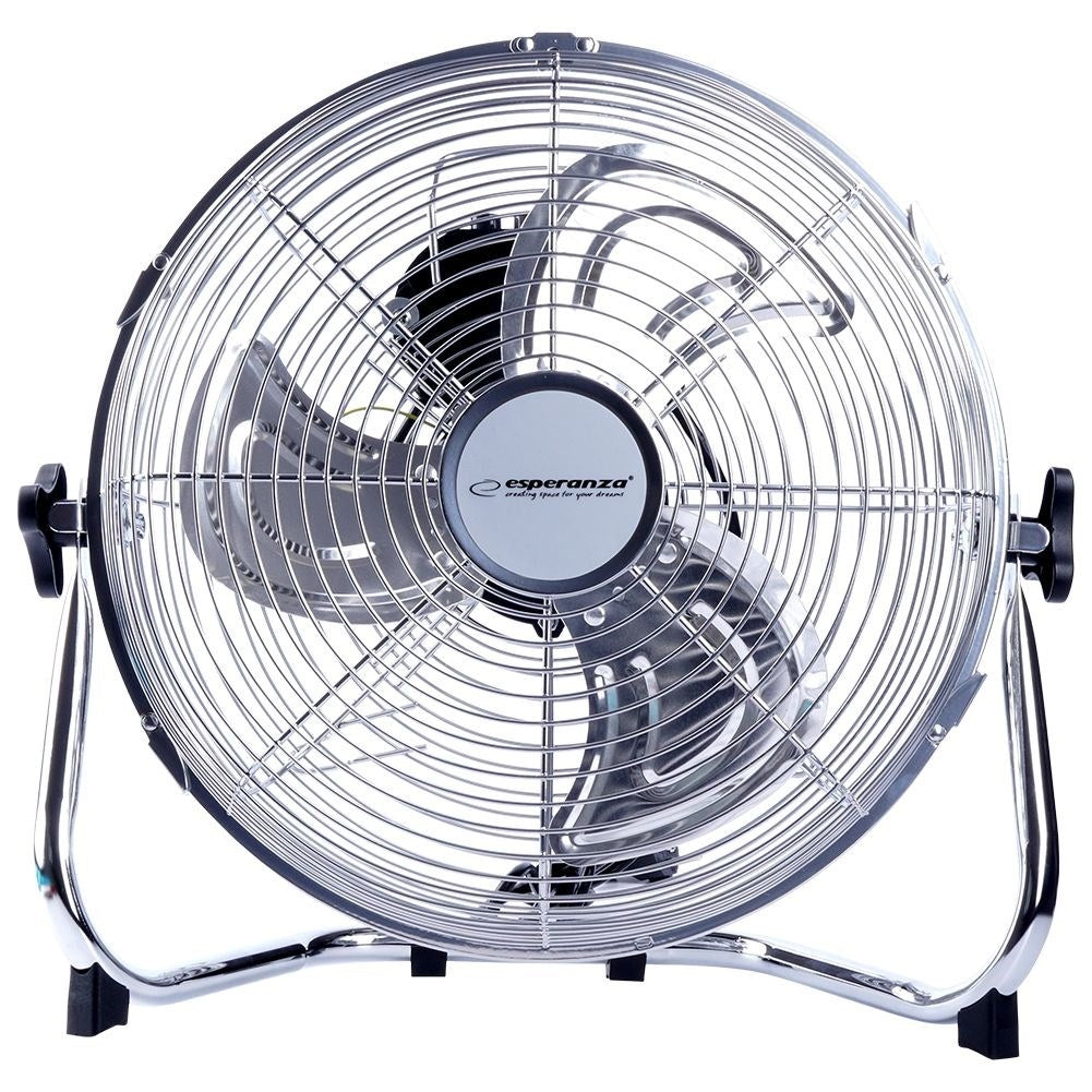 Powerful metal floor fan with 3 speeds, 110W cooling capacity