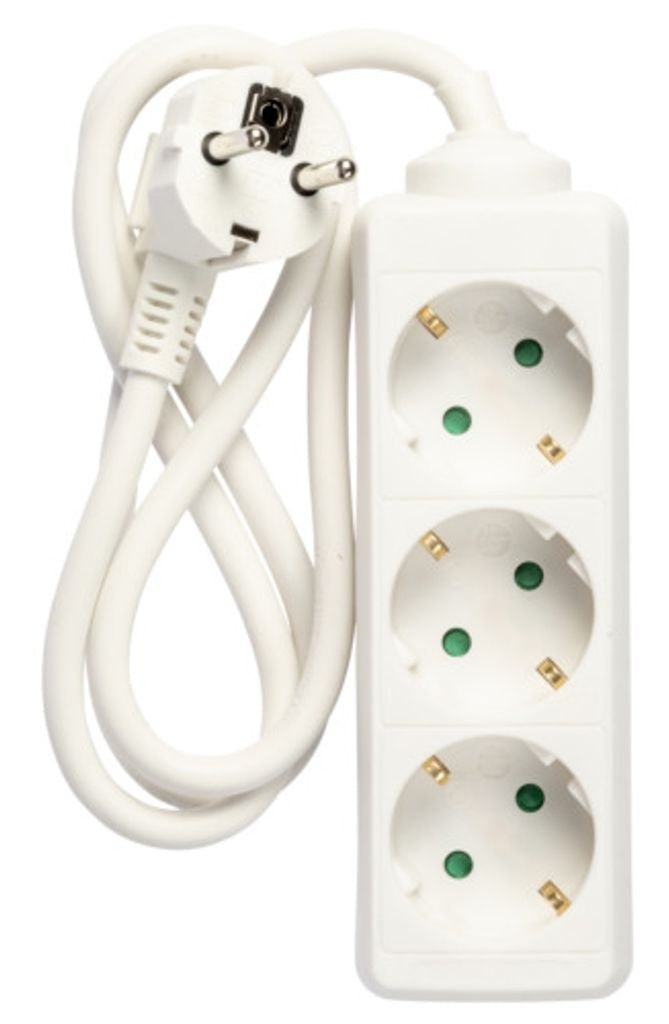 Power outlet 3-way contact with earth, 1m