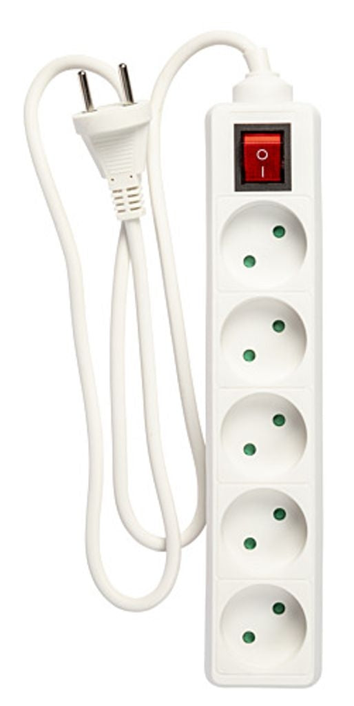 Power outlet 5-way connector with switch (D), 1m