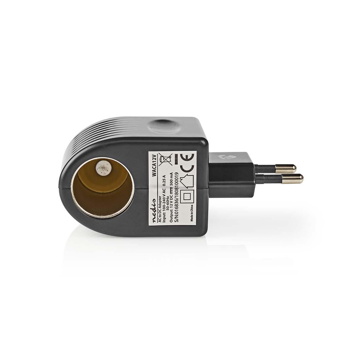 Power outlet Adapter | Euro / Type C (CEE 7/16) | 100 - 240 V AC 50/60 Hz | 12 V DC | 6 W| Power adapter | 0.3 A| Black | Plastic