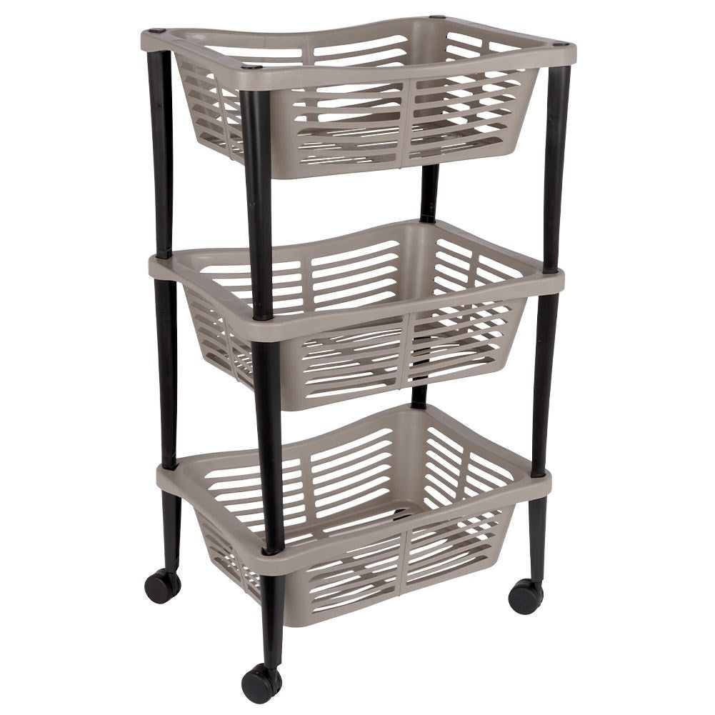 Practical 3-level shelf on wheels for home and workshop