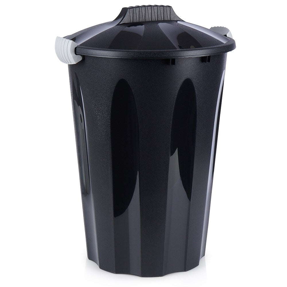 Practical 40L dustbin in durable black material with lid
