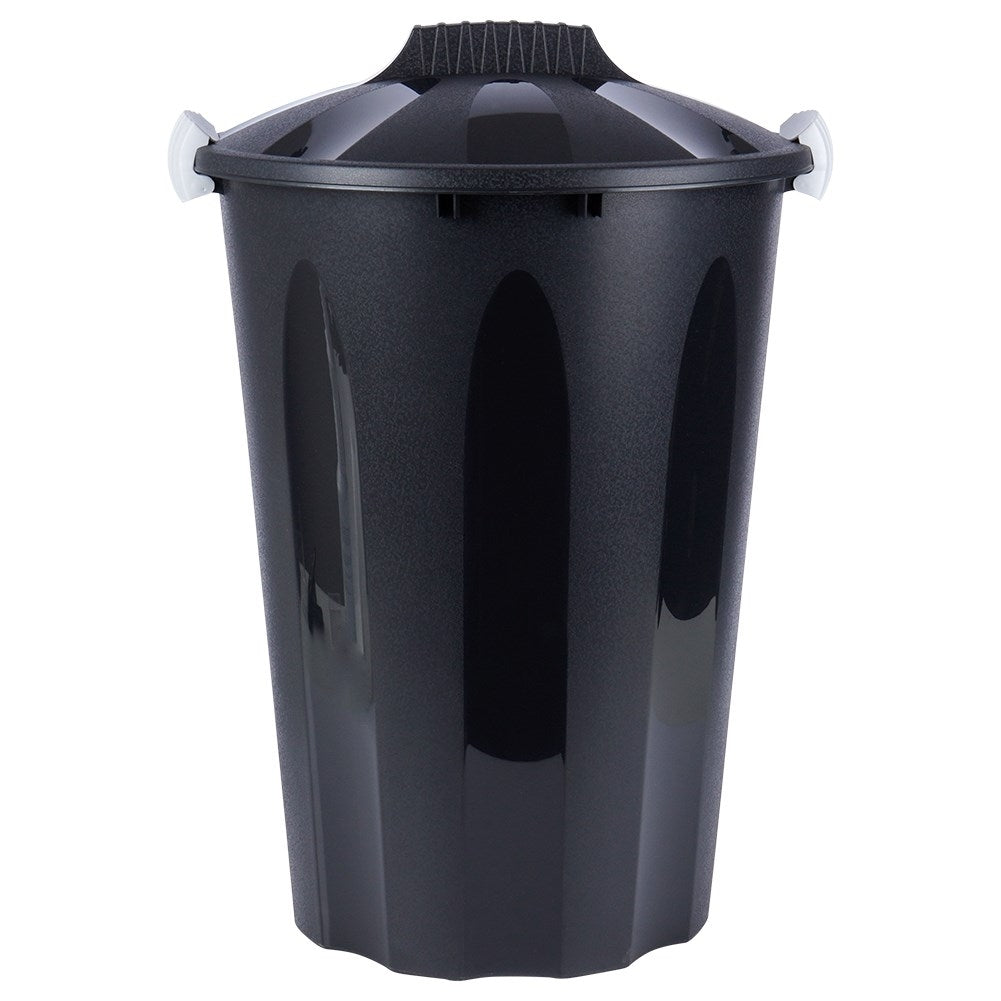 Practical 40L dustbin in durable black material with lid
