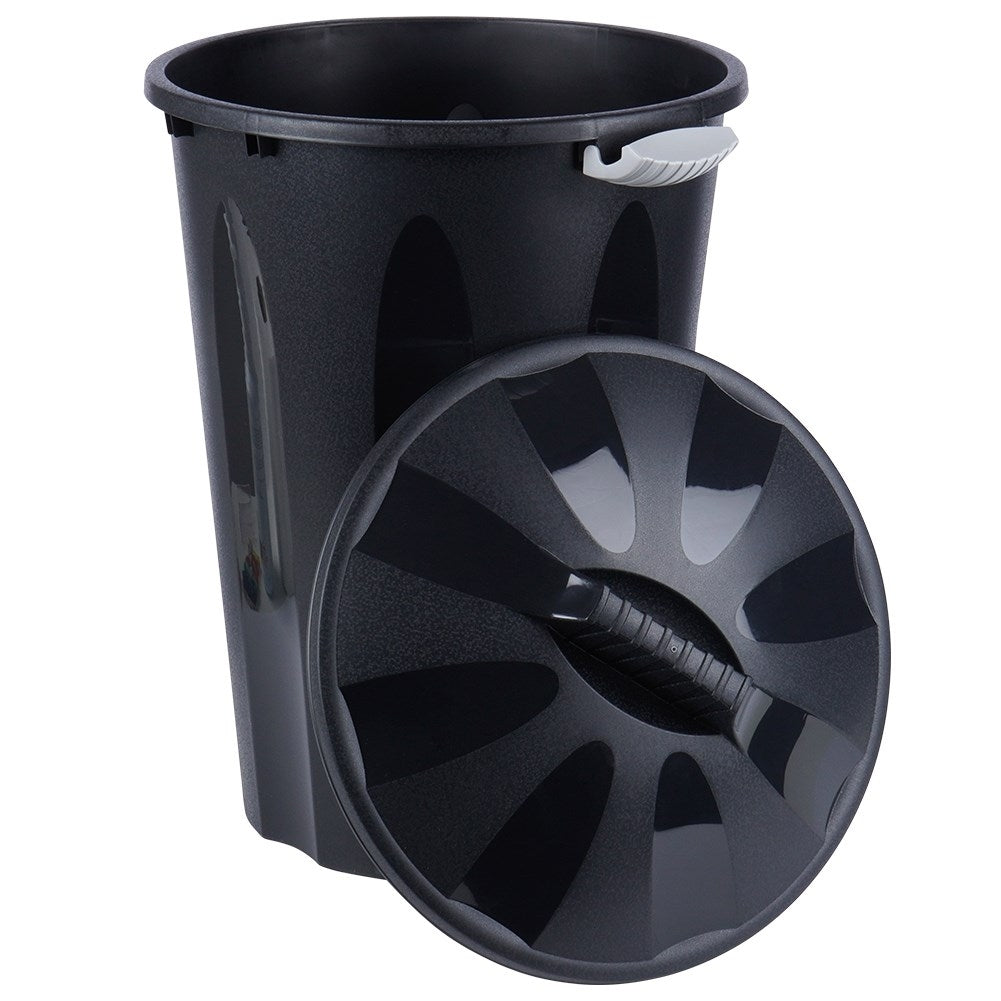 Practical 40L dustbin in durable black material with lid