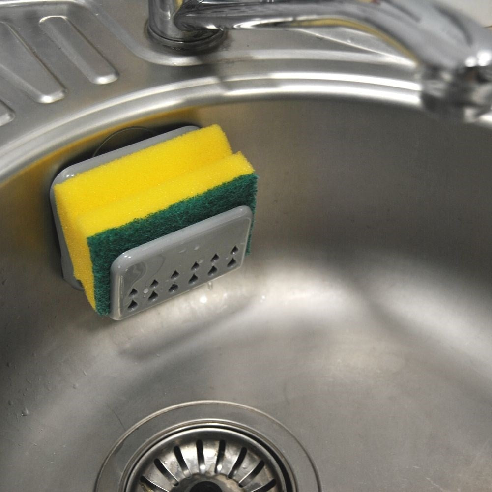 Practical Gray Dishwashing Sponge Holder with Suction Cup