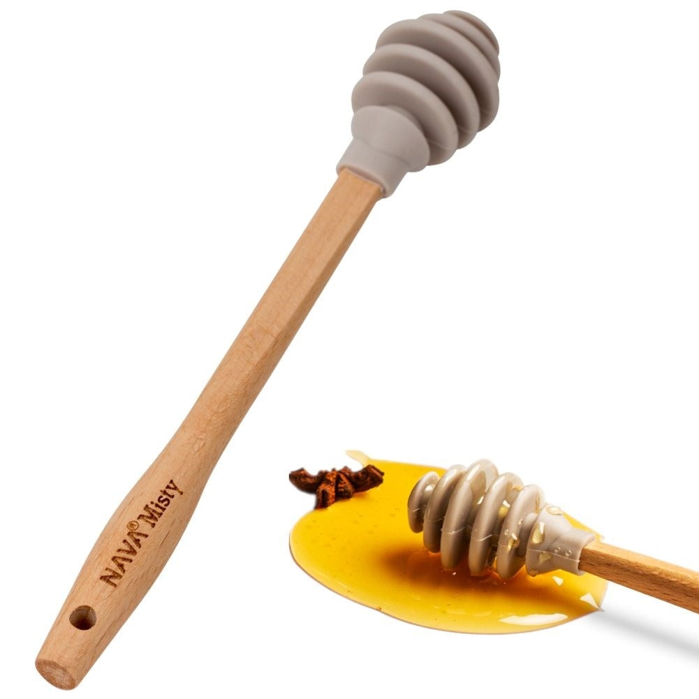 Practical Honey Spoon with Silicone and Wooden Handle