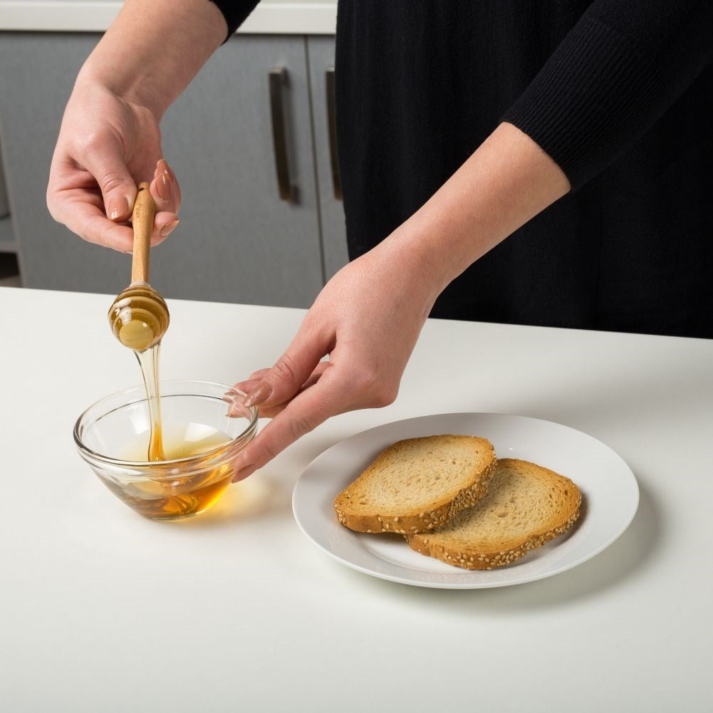 Practical Honey Spoon with Silicone and Wooden Handle
