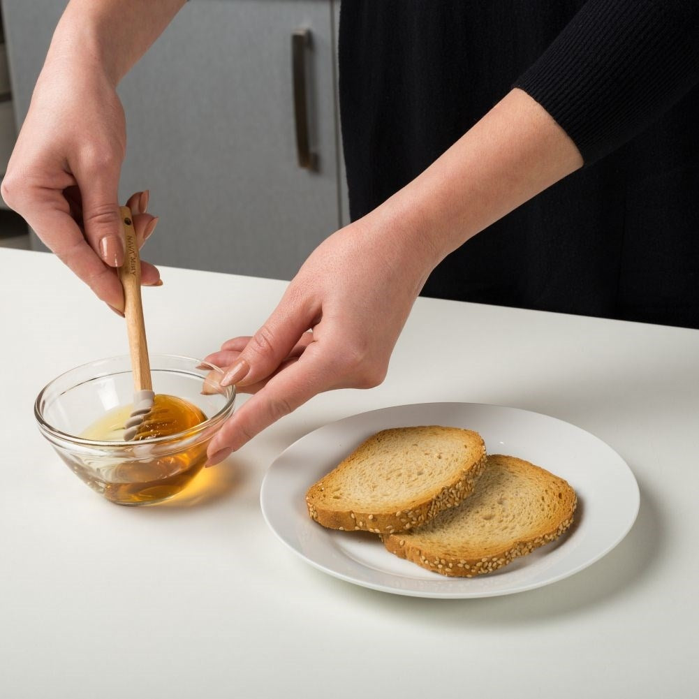 Practical Honey Spoon with Silicone and Wooden Handle