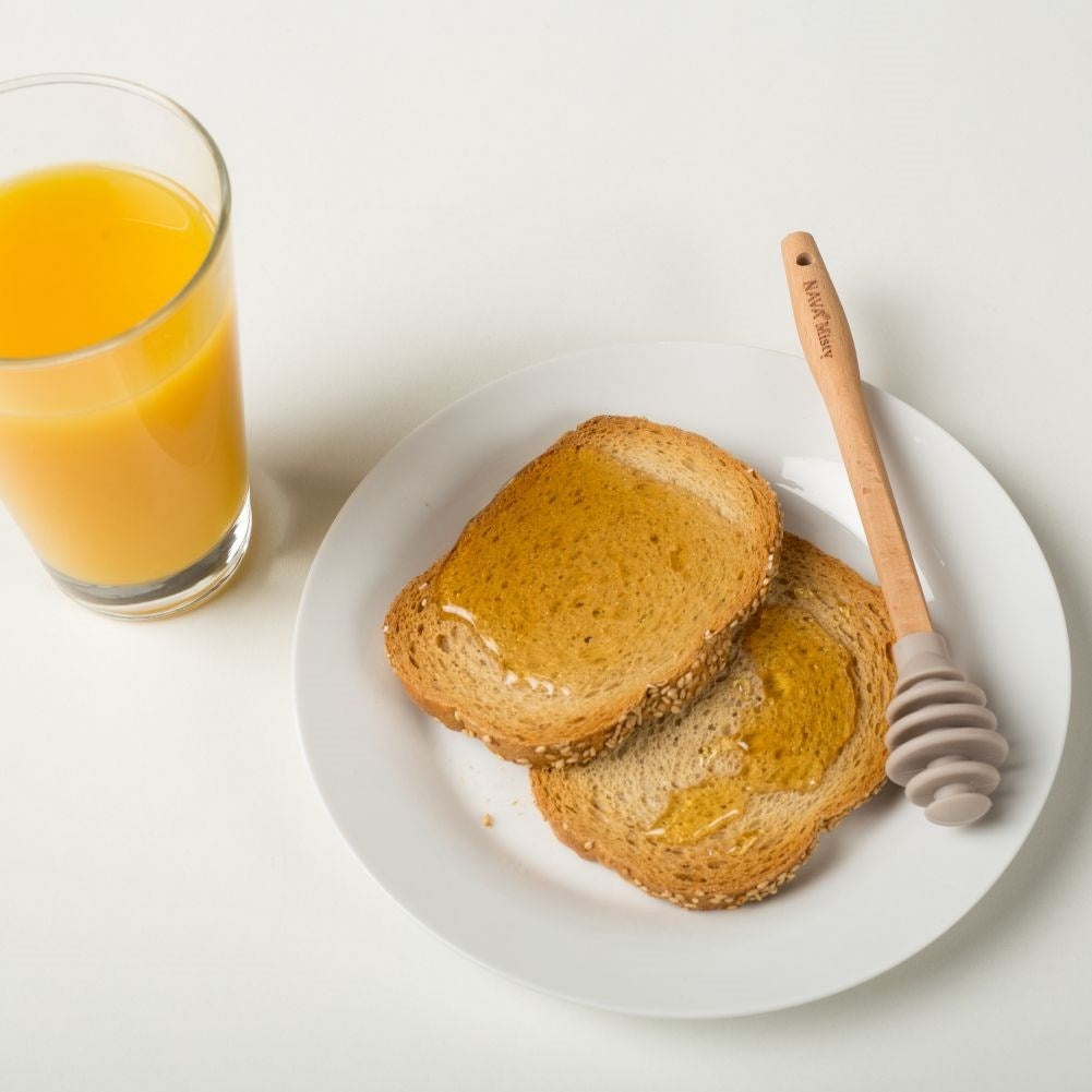 Practical Honey Spoon with Silicone and Wooden Handle