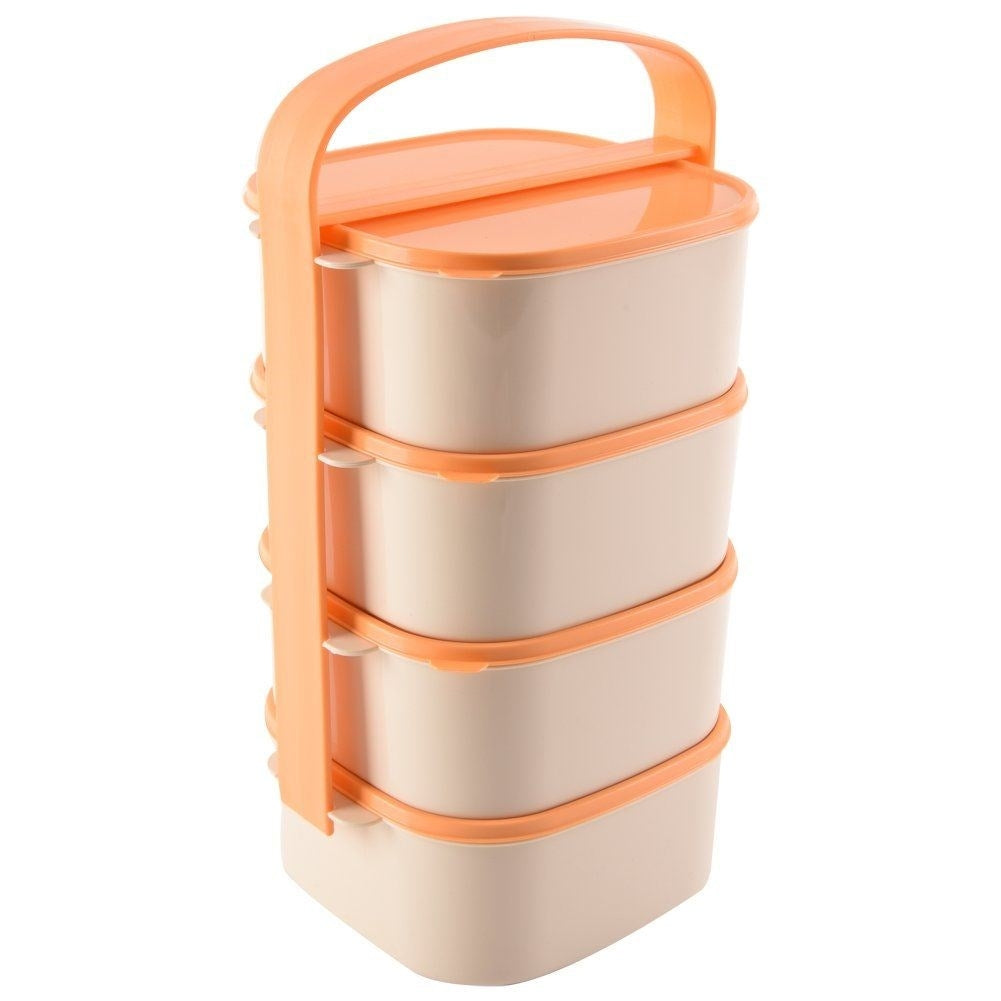 Practical Lunch Box with Four Containers and Handle