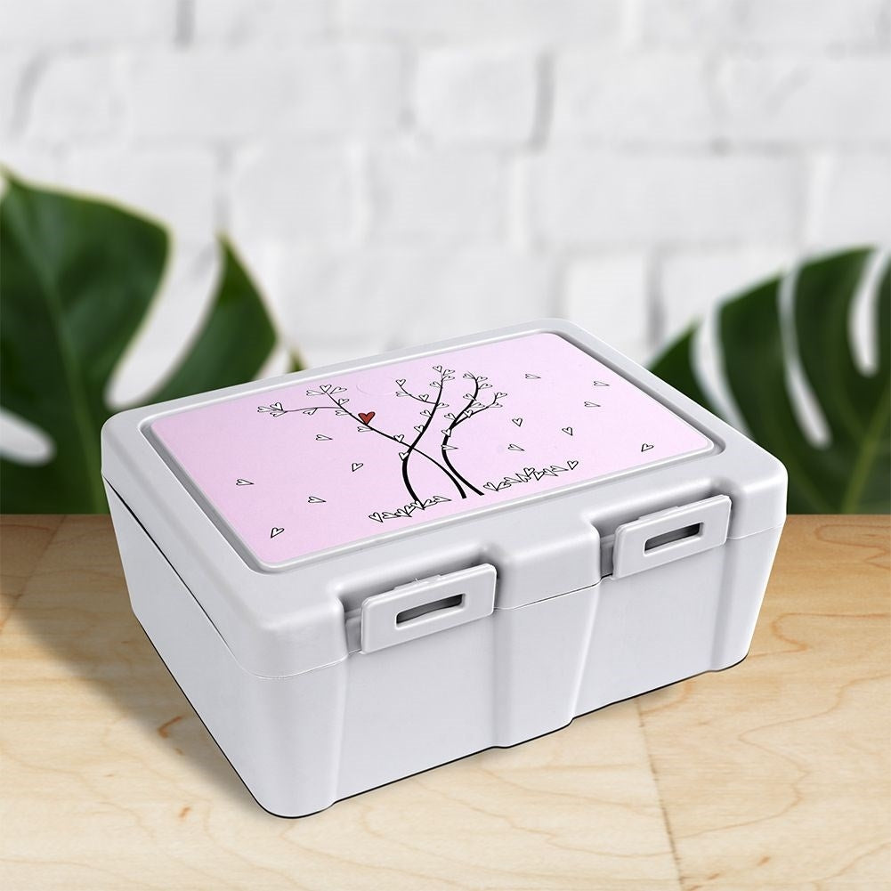 Practical Lunch Box with Heart Motif and 2-in-1 Cutlery
